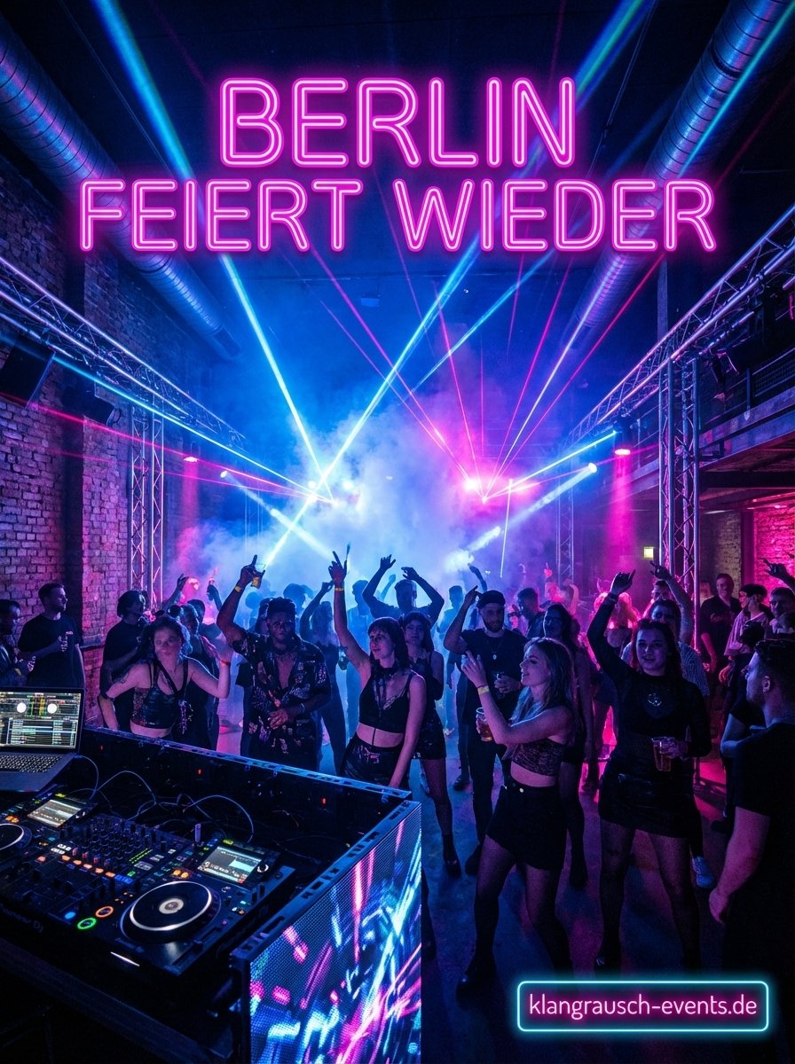 Berliner Nightclub-Szene mit Crowd und Lichtshow
